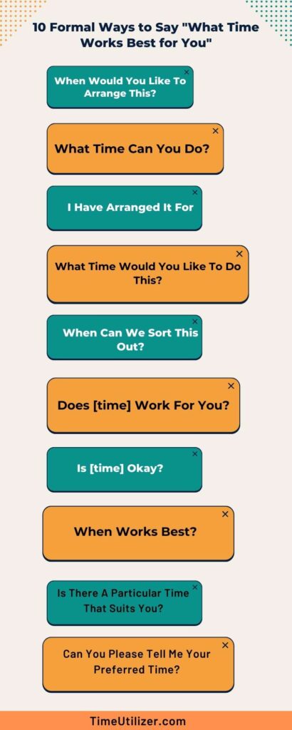 formal ways to say "what time works best for you"